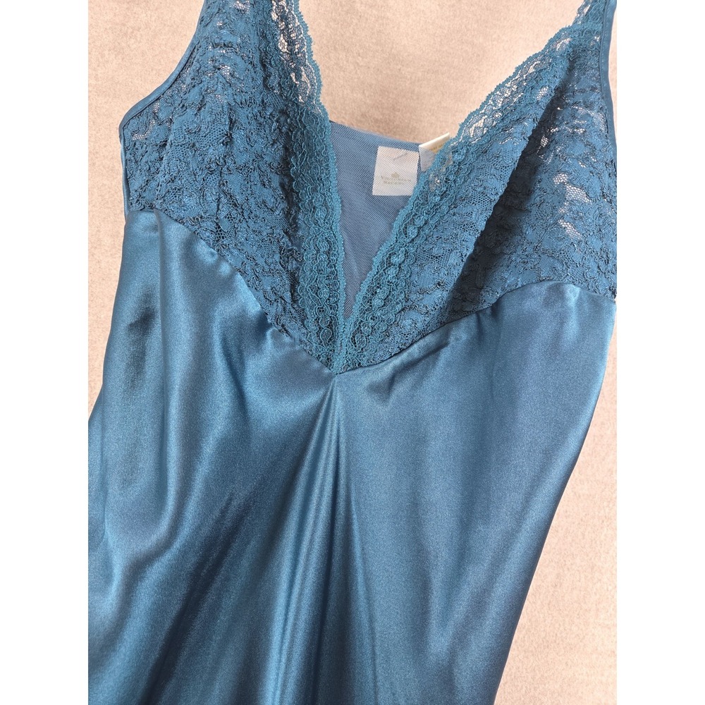 Victorias Secret M Vintage Gold Label Satin‎ Negligee Maxi Slip Dress Lace Trim
